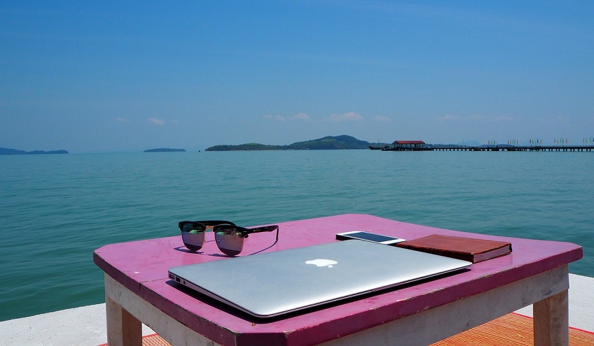 laptop on table